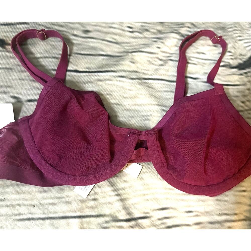 Auden Unlined Demi Coverage Underwire Bra Deep Pink Size 32A